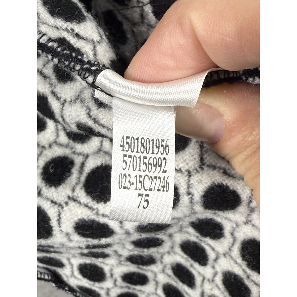 CHICO'S Polka Dot Jacket Sz 1 M 8-10 Blazer Plush Felt Black White Open Front - Picture 8 of 12